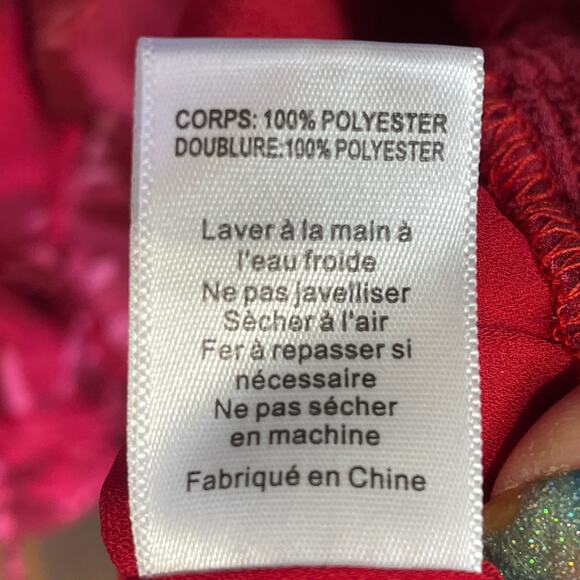 LUSH Cropped Long Sleeve Tie Front Open Back Red Floral Lined Top Size XL - Picture 13 of 15